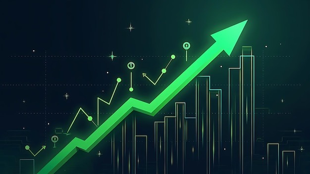 Graph showing upward trend representing learning progress in investing